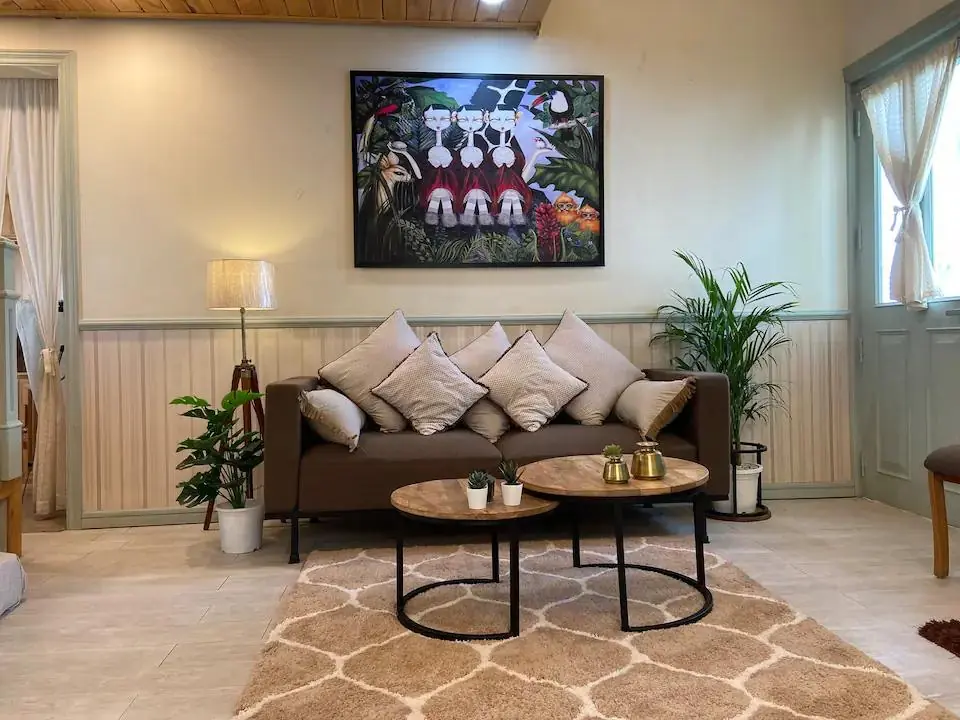 Beige family living room