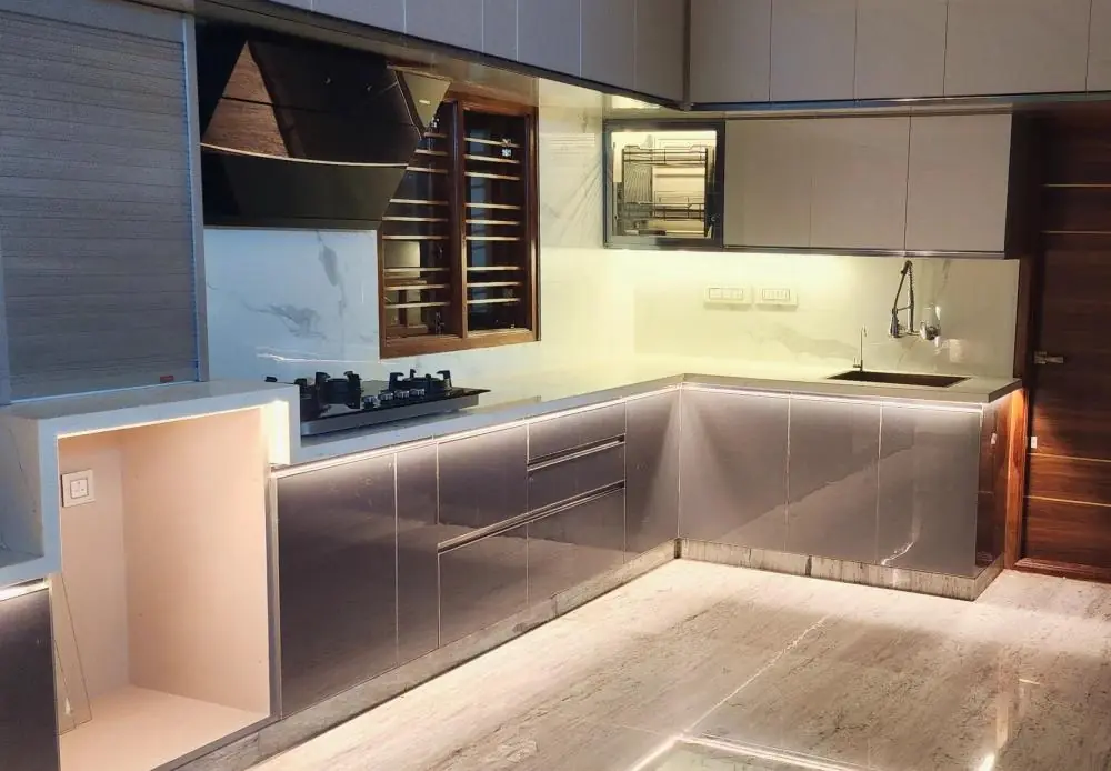 Kitchen with under-cabinet lighting