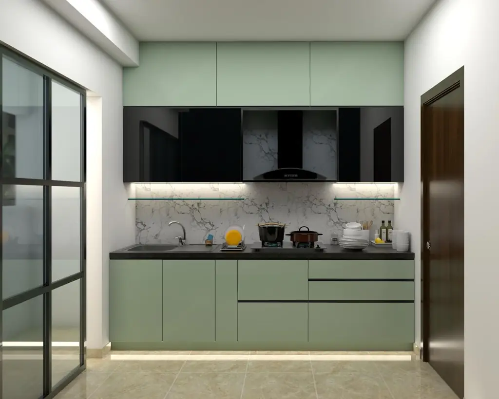 Mint green modular kitchen
